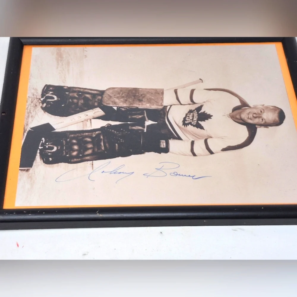 Toronto Maples Leafs Black And White Signed Johnny Bower Framed Photograph - Picture 5 of 6